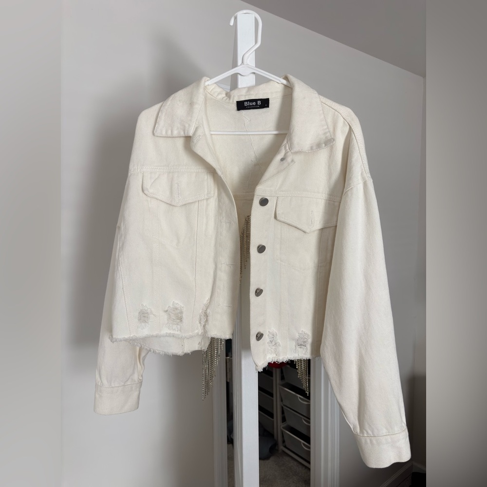 women’s fringe Jean jacket size s